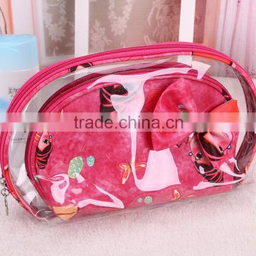 2pcs fashion pvc cosmetic bag set for girls,multi use wash tote bag