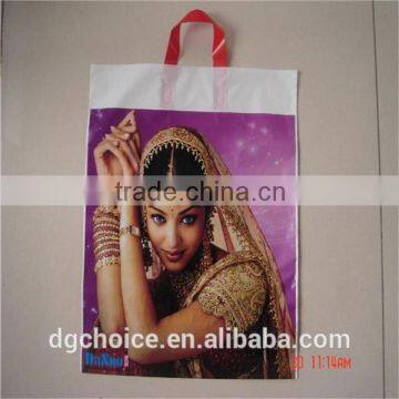 cheap promotional customized logo plastic handle shopping bag for clothes packing