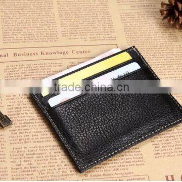 hot luxury genuine leather card holder with 3 slots each side