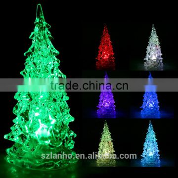 Christmas Tree Ice Crystal Color Changing LED Desk Decor/Table Lamp Light Cute Mini LED Christmas tree night light