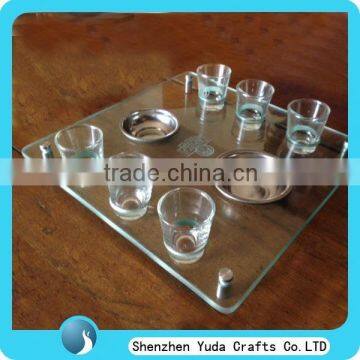 Chinese manufacturer customized acrylic cup tray, plexiglass tableware tray, lucite serving tray