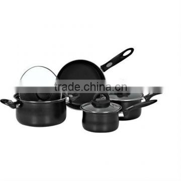 7pcs flat glass-lid cooker set high quality colorful cookware set Carbon steel cookware set