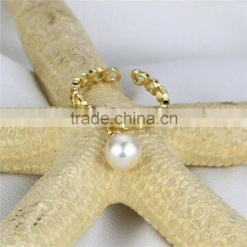 Simple Design Pearl Ring 925 Sterling Silver Ring 6mm AAA Natural Fresh Water Pearl Ring