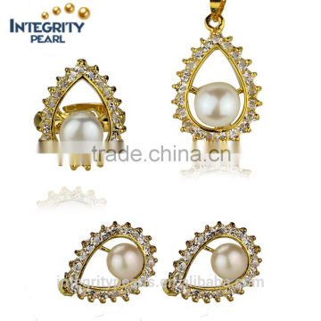 Elegant pearl set jewelry 8.5-9mm AAA freshwater pearl set designs