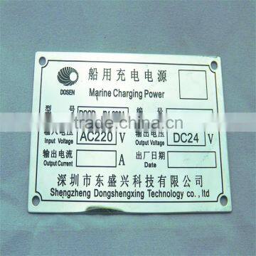 Factory price etched stainless steel nameplates, metal nameplate for low