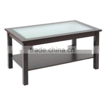 Wholesale livingroom furniture cheap glass table top wooden coffee table