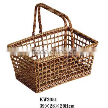 willow shopping basket with movable handle