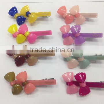 Famous brand hair accessories acetate hair pins for girls bobby bowknothair slide clips