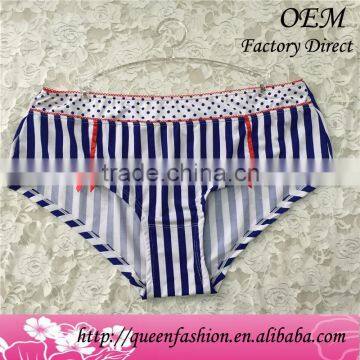 Oganize cotton stripe lace women panties 2015 teenage design girl undergarment made by China factory