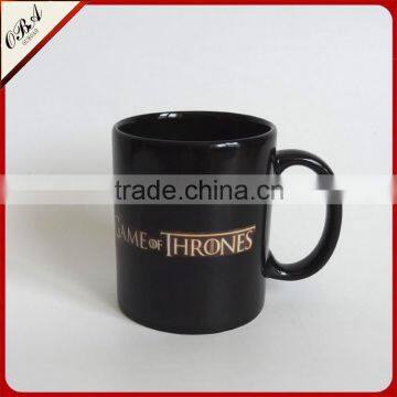 14oz black thermochromic ceramic hot mug ceramic coffee cup