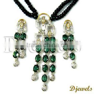 Diamond Pendant Sets, Tourmaline Diamond Pendant Sets, Diamond Wedding Jewelry