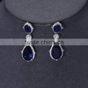 2016 blue stone hanging diamond earrings diamond stud earring