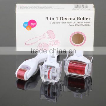 DERMA 3 In 1 Kit Derma Roller Titanium 180/600/1200 Needles Skin Care Kit