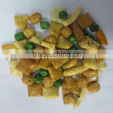 rice crackers with wasabi peas