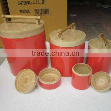 Cylinder - shaped bamboo box, multicolor- bamboo, lacquer storage box, cheap price from Vietnam wholesale