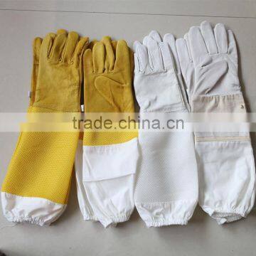 white and yellow cotton beekeeping gloves from factory