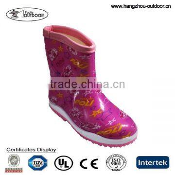 Girls Rain Boots With Warm Lining, Kids Fancy Water Boots, Wholesale Garden Boots