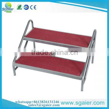 2017 Two Steps with arm for metal folding stage for hotel