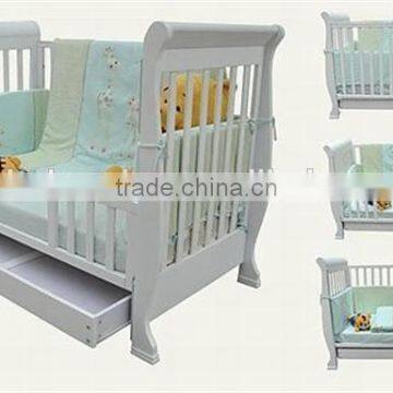 EN716 Certified multifunctional solid wooden baby cot bed