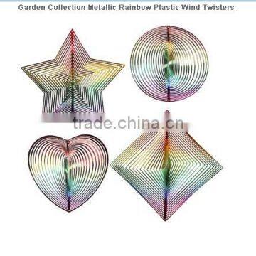 Garden Collection Metallic Rainbow Plastic Wind Twisters