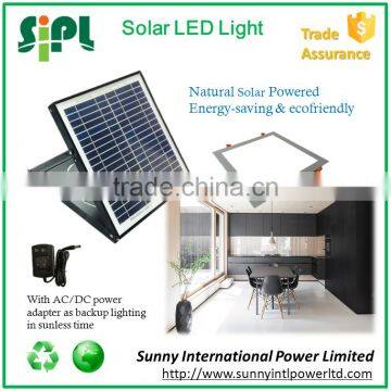 Auto-sensing solar powered square led ceiling light with dual power adapter