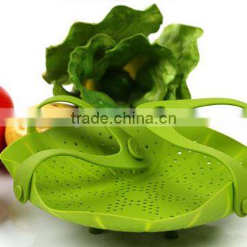 Silicone Vegetable Fruit Strainer Colander Basket Mat Bowl Steamer photo-6