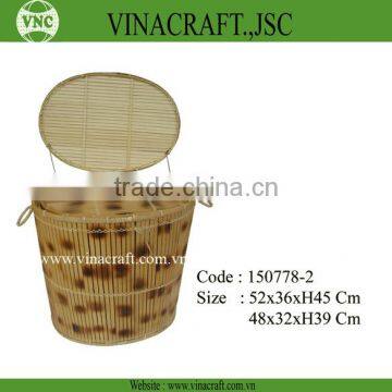 Bamboo storage box bin basket suitable for public