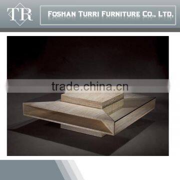 Modern Iran Imported Travertine With Glass Surface Coffee Table photo-4