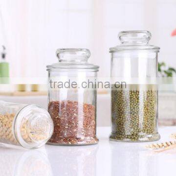 Set 3 Clear Cylinder Decorative Glass Storage Jars With Airtight Glass Lid