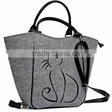 alibaba china wholesale 2017 hot selling cat pattern eco friendly felt lady bag handbags non woven women sling bags