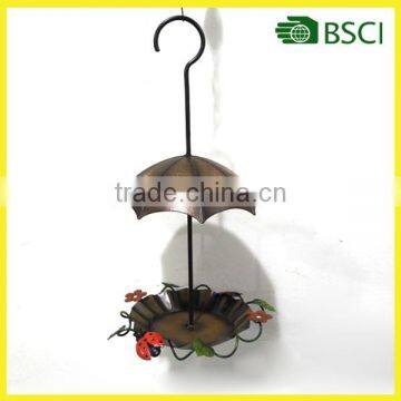 Wall decoration handcraft golden umbrella birdfeeder for garden decoration