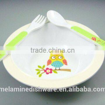 Melamine Kids Cake Dinnerware Set / Children Cake Tableware Spoon Fork and Bowl Set photo-5