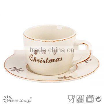 Christmas letter series designed coffee cup and saucer