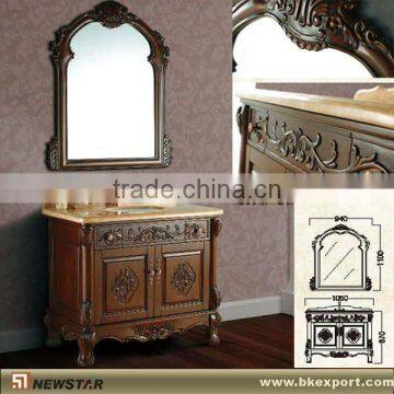 antique light walnut mirror bath cabinet