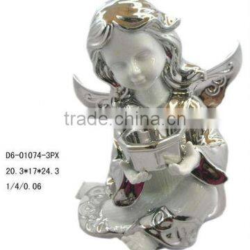 Electroplated porcelain cherub statue