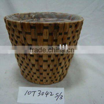 Round waterhyacinth / rattan flower planter with plastic lining