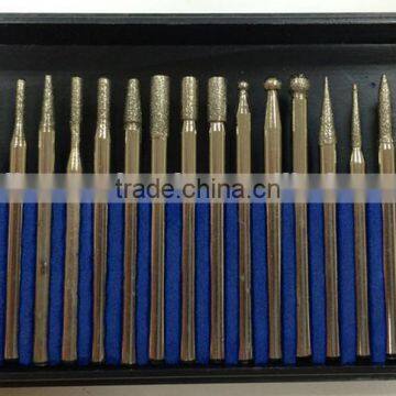 20pcs/set 3mm shank Rotary Diamond Pointer Bit Set Ni Coated