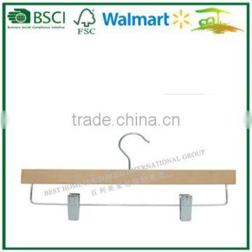 Wholesale wooden hangers for trousers, natural wooden hanger for pants,wooden pant hanger PS36-GB