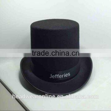 Fashion Black Round Top Hat With Custom Printing Logo Ribbon photo-4