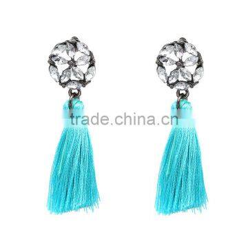 Bohemian Jewelry Zircon Gems With Long Colorful Tassel Charms Earrings for Women photo-4