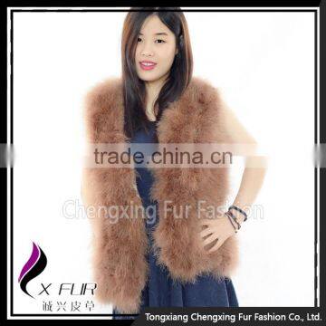 CX-G-B-176C Turkey Feather Fur Vest Feather Women Gilet photo-4