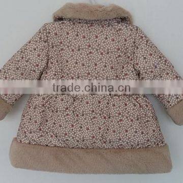 Winter Baby Girl Printed Fur Collar Over Coat photo-2