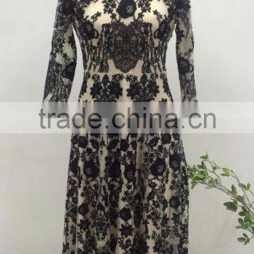 embroidery floral fashion long ladies evening dress
