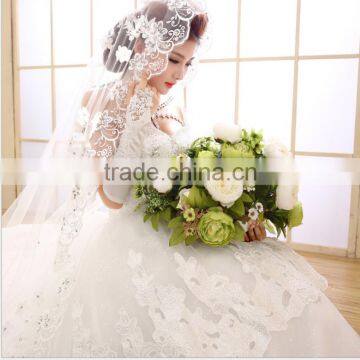 2016 New Wedding Fashion Towel Diamond Korean Style Long Drag Tail Wedding Dress Brides Slim Winter Wedding Dress photo-5