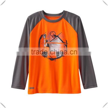 2016 most popular long sleeve Boys technical dry fit Performance Raglan Tee with OEM printed logo