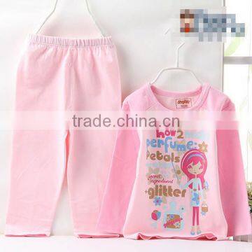 2017 Spring Kids gift sets baby girls pajamas cheap price girls and boys sleepwear for sale with pants