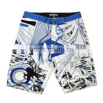 Blue and White Line Design Men Board Shorts photo-2