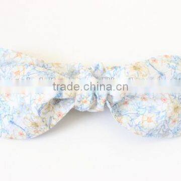 100% Knitted Cotton Flower Ribbon Headband Baby Kids Girl Dots Crochet Top Knot Headband photo-3