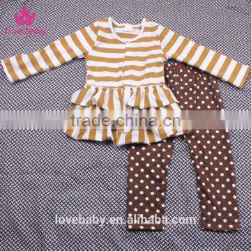 Mustard White Stripy Cardigan And Coffee Polka Trousers Girl Sweet Spring Clothing Sets LBYTZ001-40 photo-3