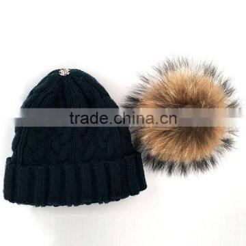 Myfur Classical Cable Knitting Hat and Cap Wholesale Men Beanie Hat Navy Color